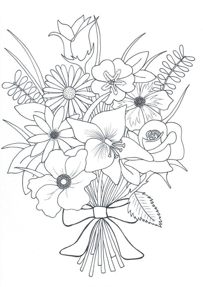 Desenho de Buque de Flores Lindo para Colorir e Imprimir