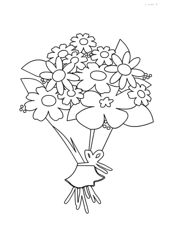 Desenho de Buque de Flores para Colorir e Imprimir com Detalhes