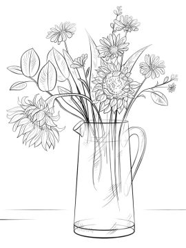 Desenho de Buque de Flores Simples para Colorir e Imprimir