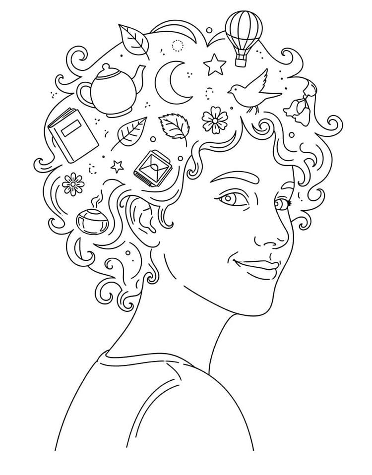 Desenho de Cabelo Maluco Imprimivel Grátis para Crianças para Colorir