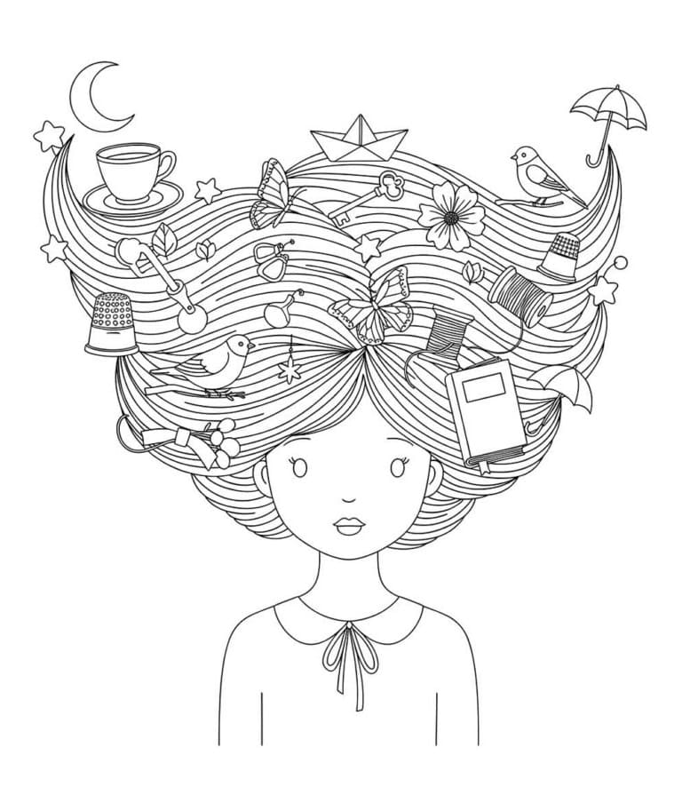 Desenho de Cabelo Maluco Imprimivel para Crianças para Colorir