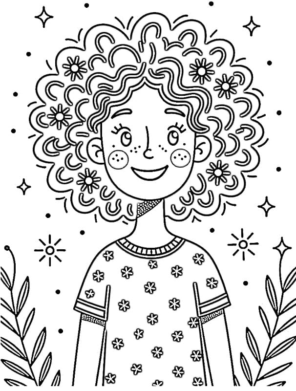 Desenho de Cabelo Maluco para Crianças de 3 Anos para Colorir