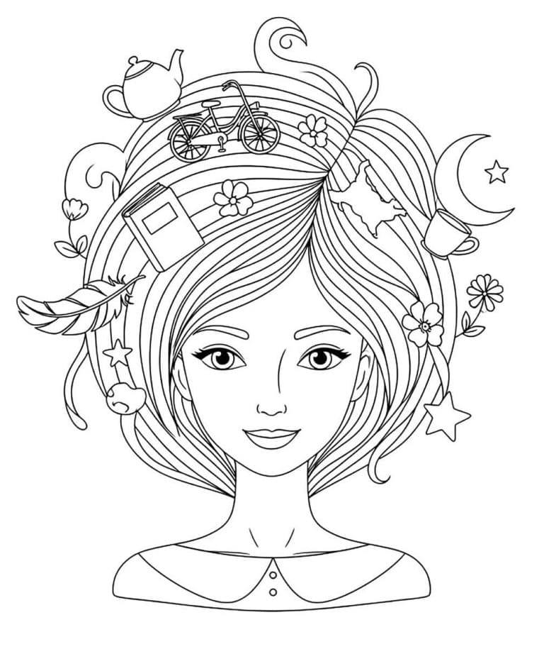 Desenho de Cabelo Maluco para Crianças de 6 Anos para Colorir