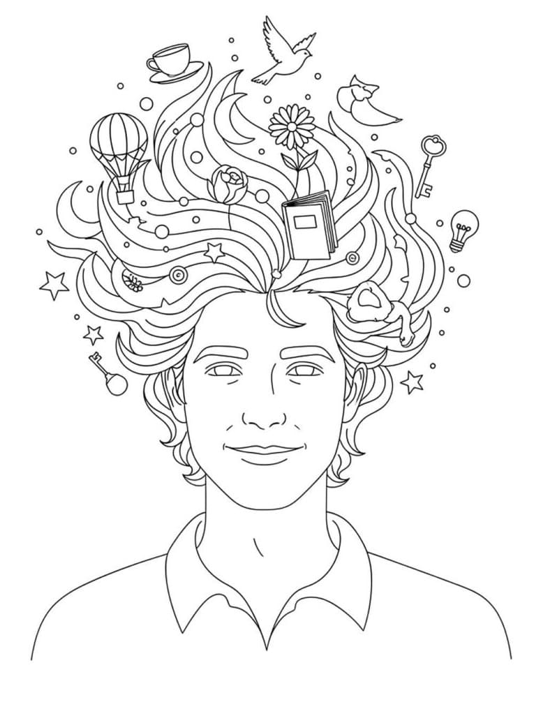 Desenho de Cabelo Maluco para Crianças para Colorir