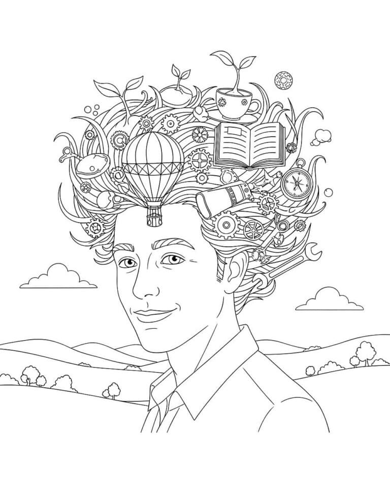 Desenho de Foto de Cabelo Maluco para Colorir