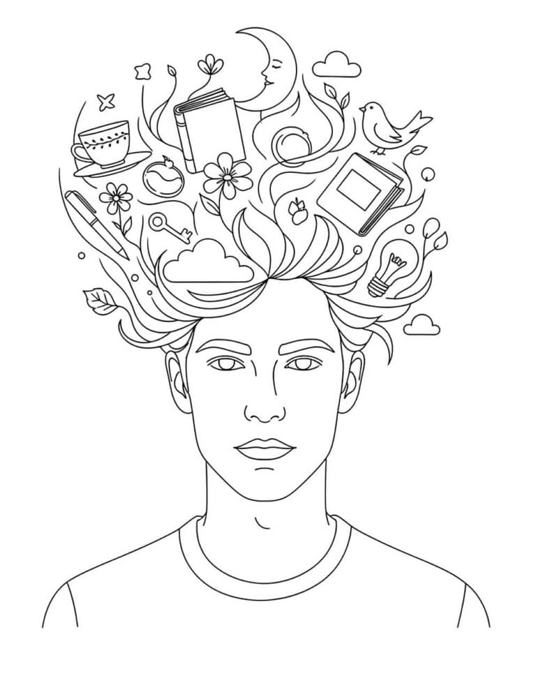 Desenho de Grátis Cabelo Maluco para Crianças para Colorir