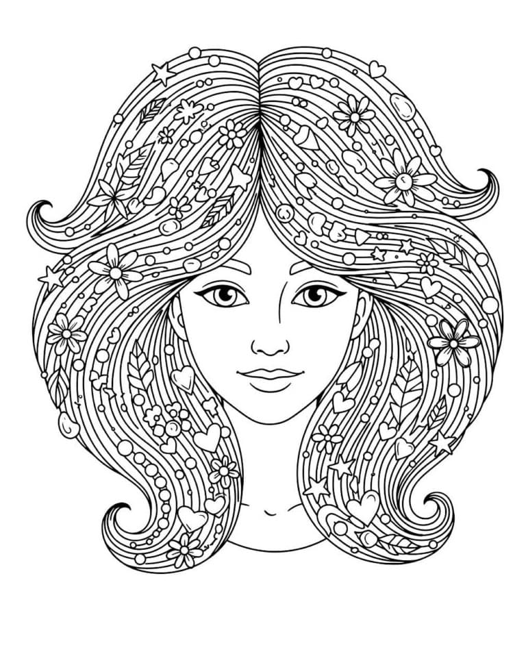 Desenho de Imagem de Cabelo Maluco para Colorir