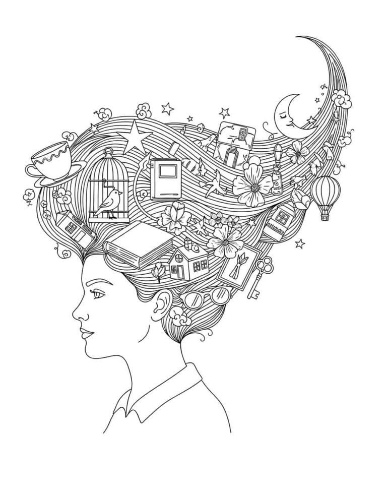 Desenho de Imprimivel Grátis Cabelo Maluco para Crianças para Colorir