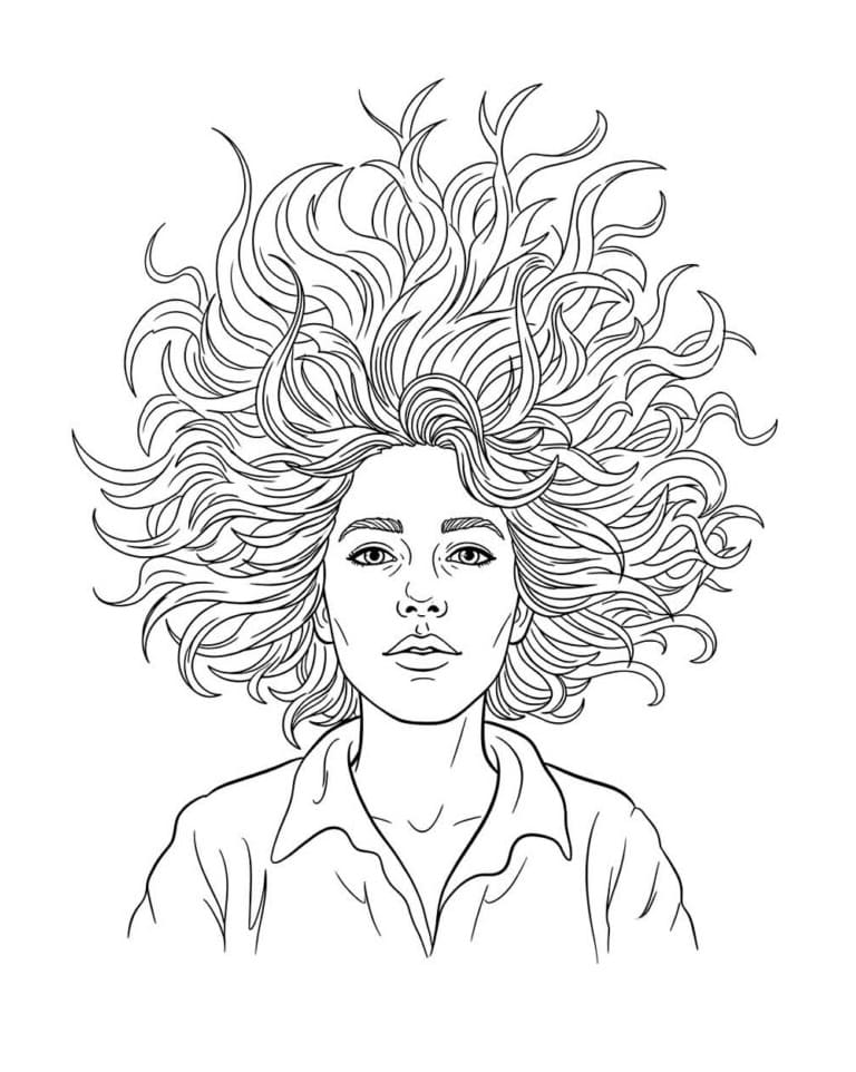 Desenho de Imprimivel Grátis Cabelo Maluco para Colorir