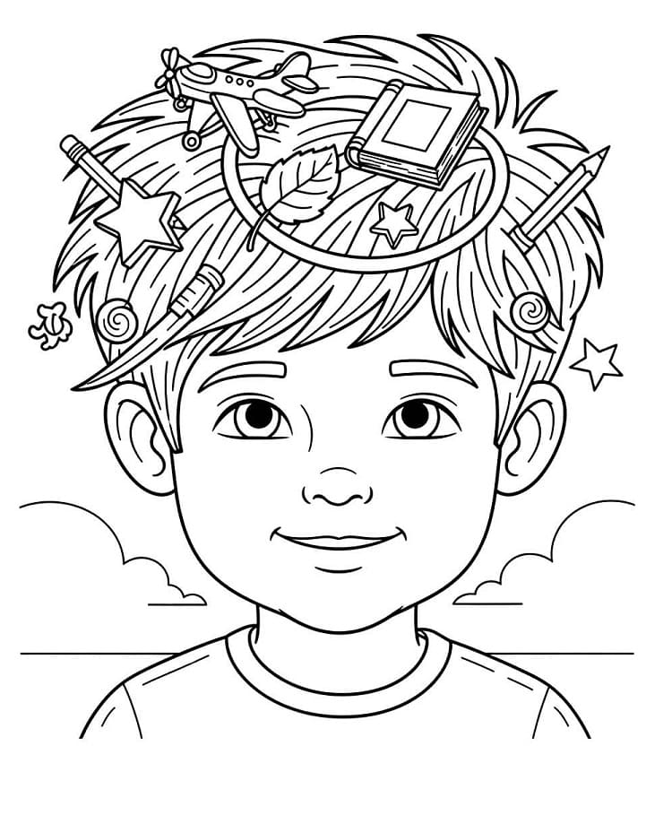 Desenho de Menino com Cabelo Maluco para Colorir