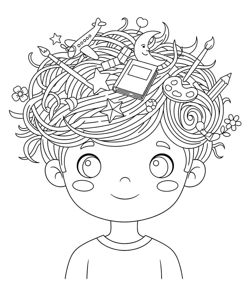 Desenhos de Cabelo Maluco para Colorir