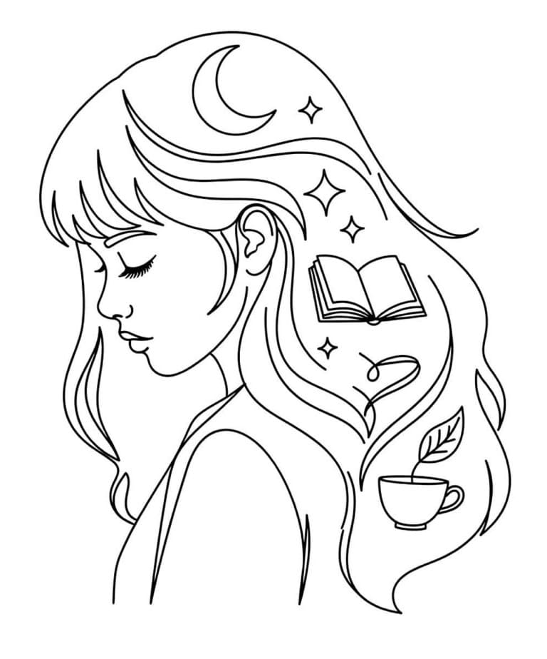 Desenho de Pintura de Cabelo Maluco para Colorir