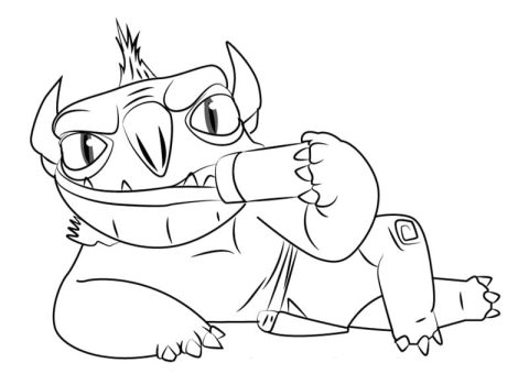 Desenho de caçadores de Trolls para Colorir e Pintar com Tinta Guache