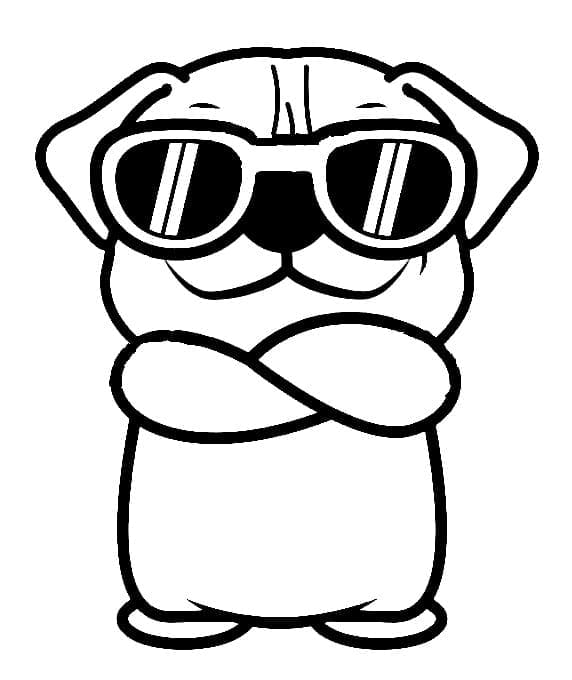 Desenho de Cachorro Pug Alegre para Colorir