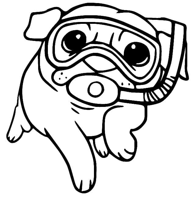 Desenho de Cachorro Pug Grátis para Crianças para Colorir