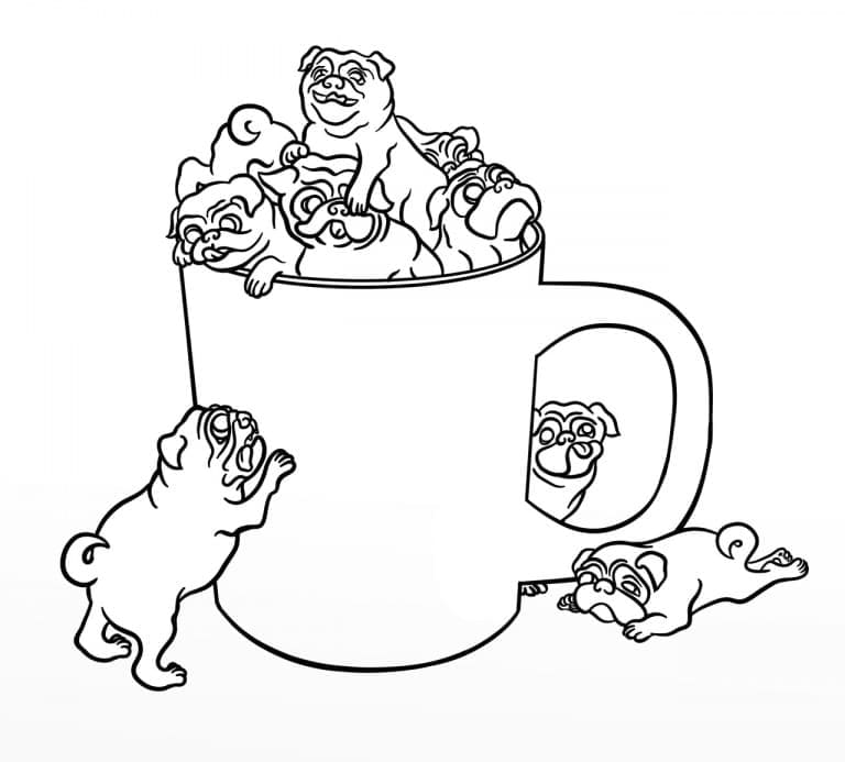 Desenho de Cachorro Pug para Crianças para Colorir