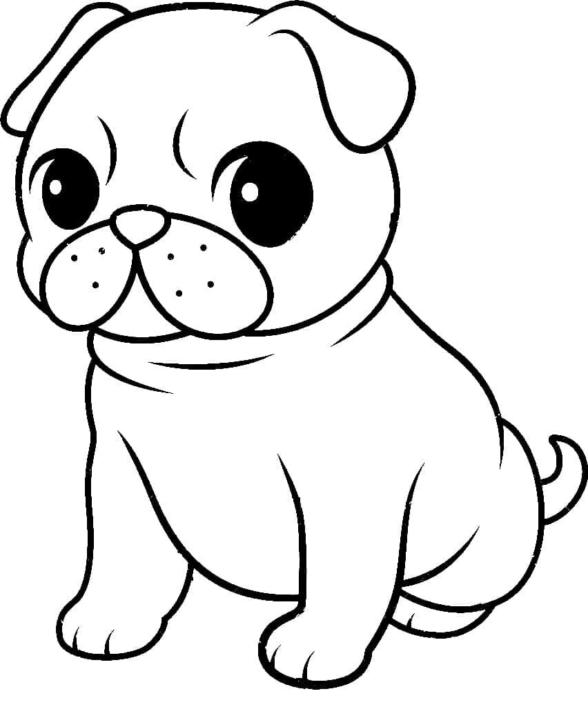 Desenho de Lindo Cachorro Pug para Colorir
