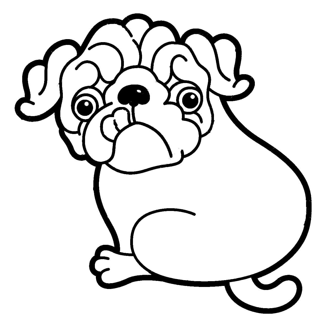 Desenho de Pug Alegre para Colorir