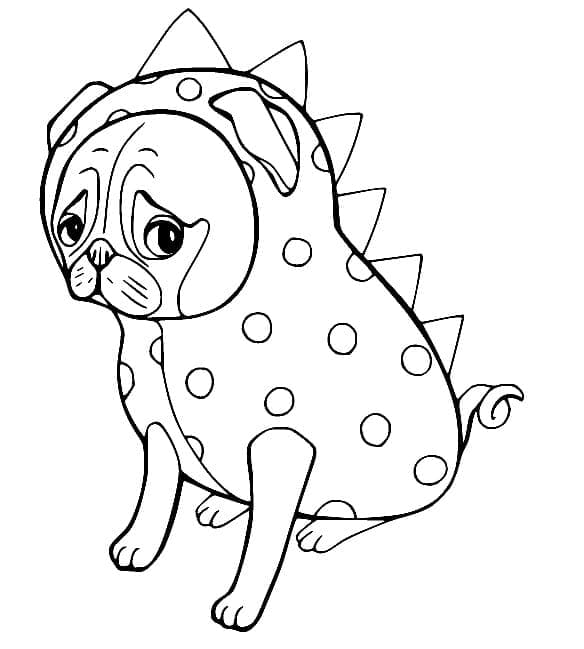Desenho de Pug Triste para Colorir