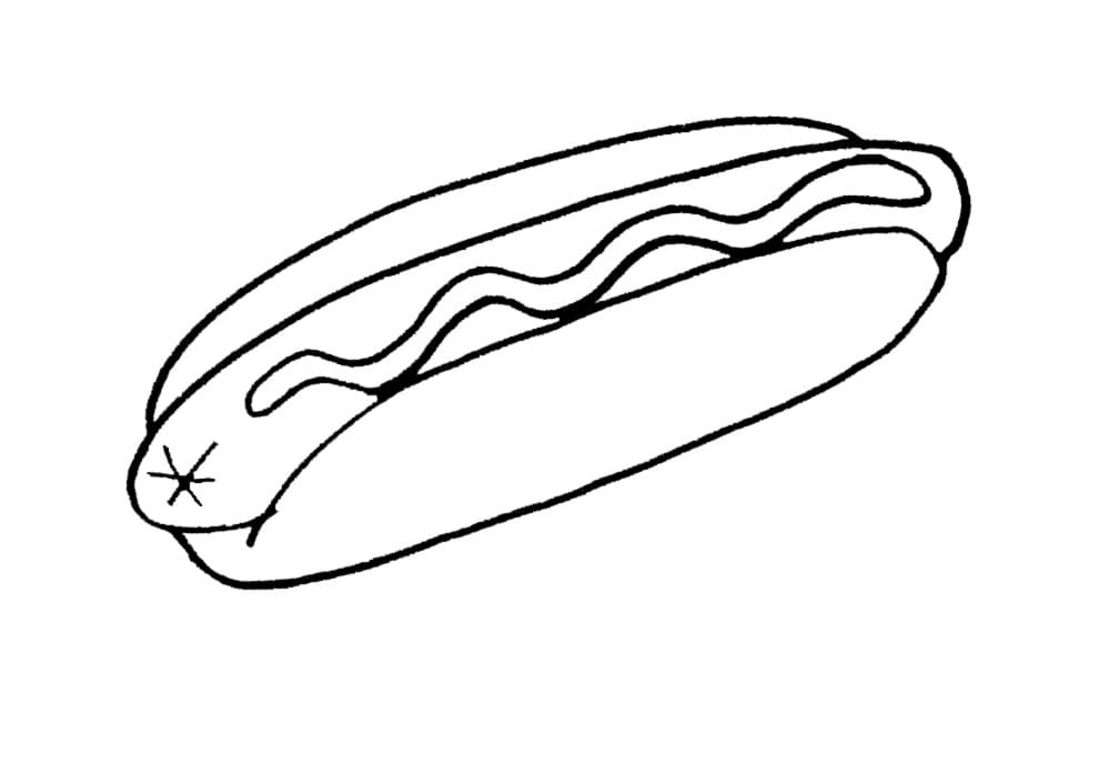 Desenho de Cachorro Quente Delicioso Infantil para Colorir e Imprimir