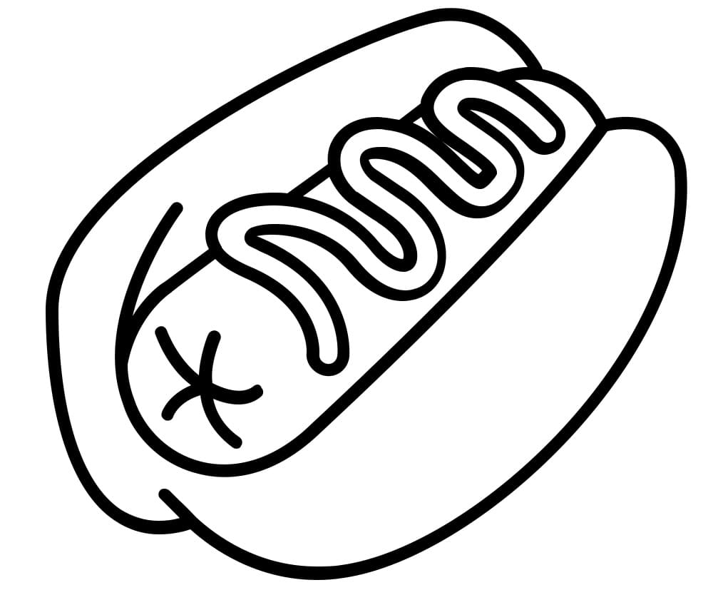 Desenho de Cachorro Quente Delicioso para Colorir e Imprimir Pdf