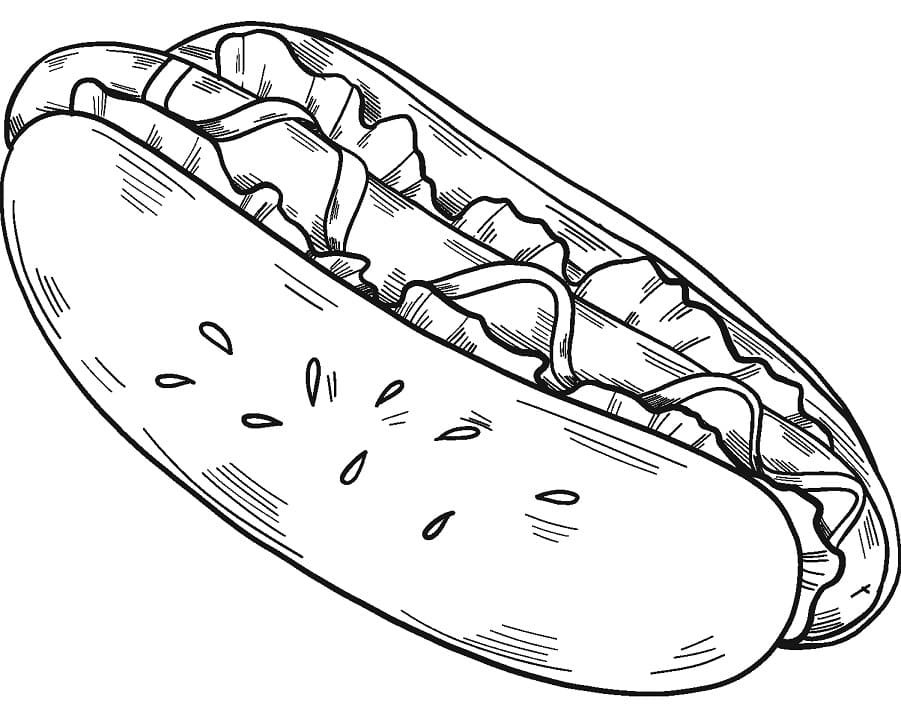Desenho de Cachorro Quente para Colorir e Imprimir Grátis