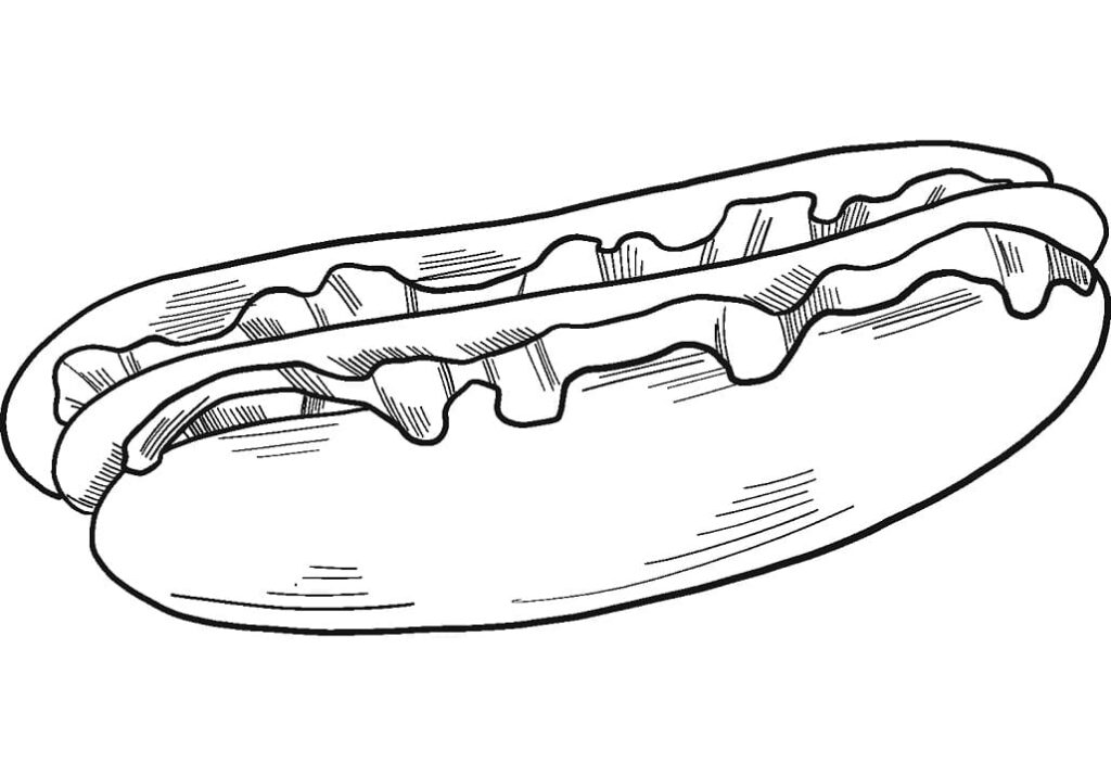Desenho de Cachorro Quente para Colorir Usando Giz de Cera