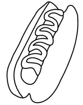 Desenho de Cachorro Quente Simples para Colorir com lápis de Cor