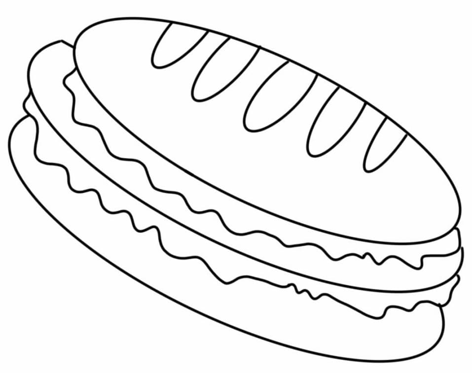 Desenho de Cachorro Quente Simples para Colorir e Imprimir