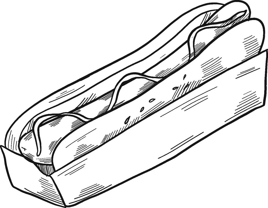 Desenho de Cachorro Quente Yummi para Colorir e Imprimir