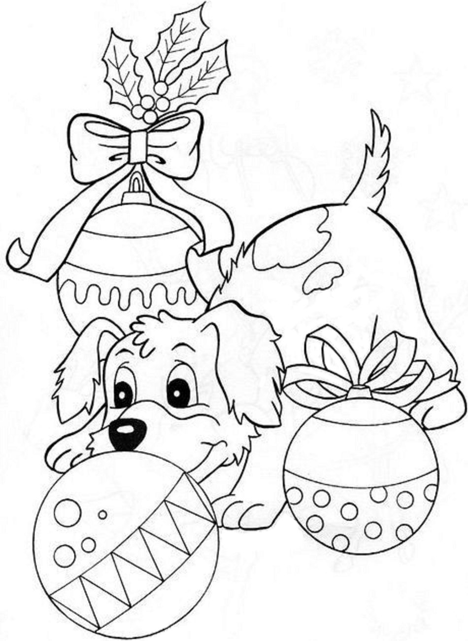 Desenho de Cachorro com Lenço para Colorir e Imprimir