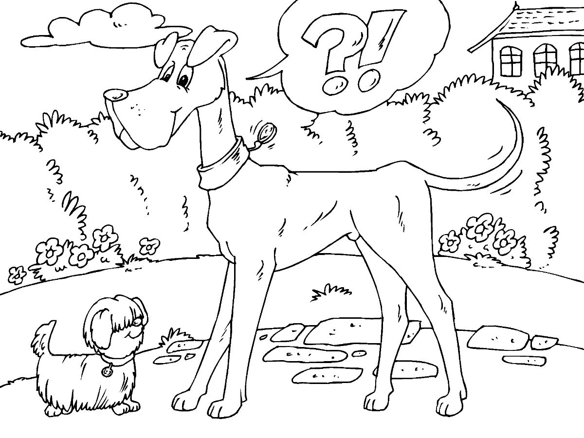 Desenho de Cachorro de Raça para Colorir e Pintar com Tinta Guache