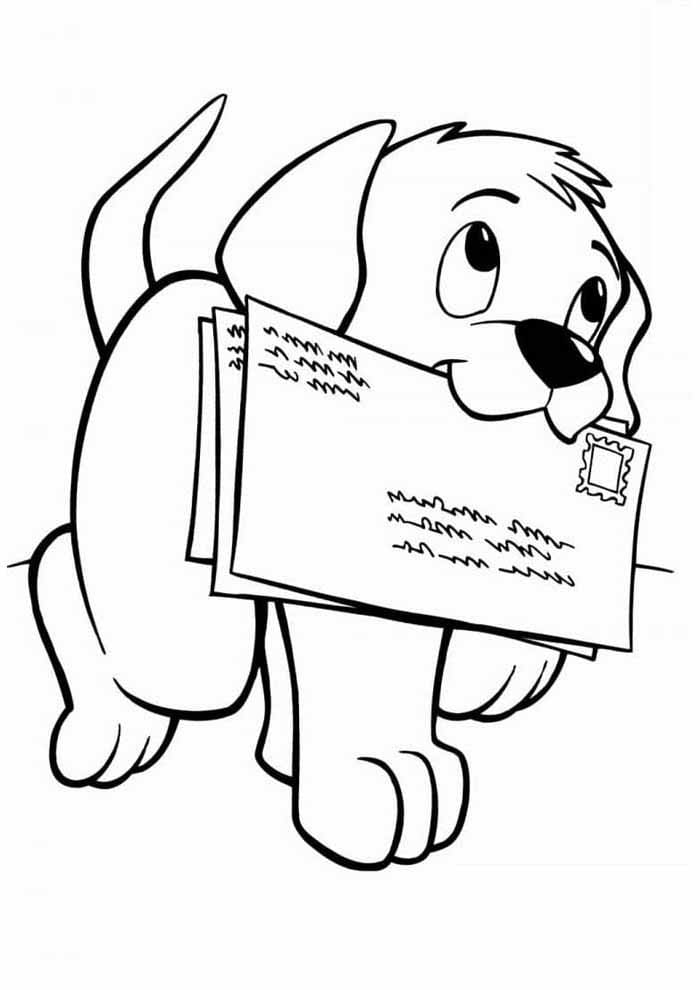 Desenho de Cachorro e Letras para Colorir