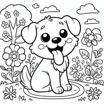 Desenho de Um Cachorro Muito Fofo para Colorir