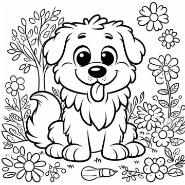 Desenho de Um Cachorro Sorridente para Colorir