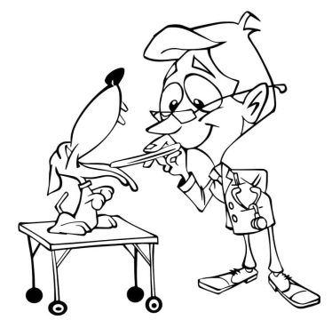 Desenho de veterinário e Cachorro para Colorir