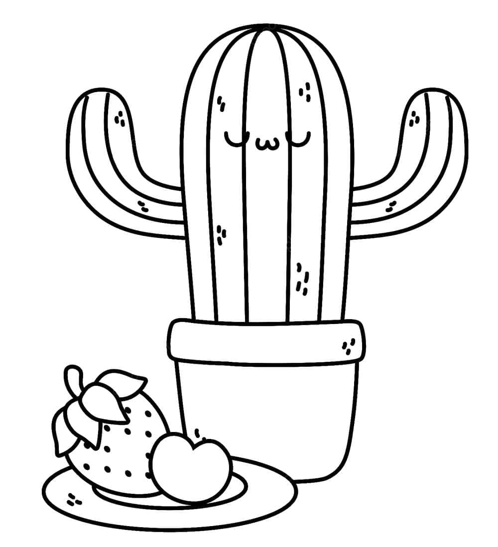 Desenho de Cacto Adorável para Colorir