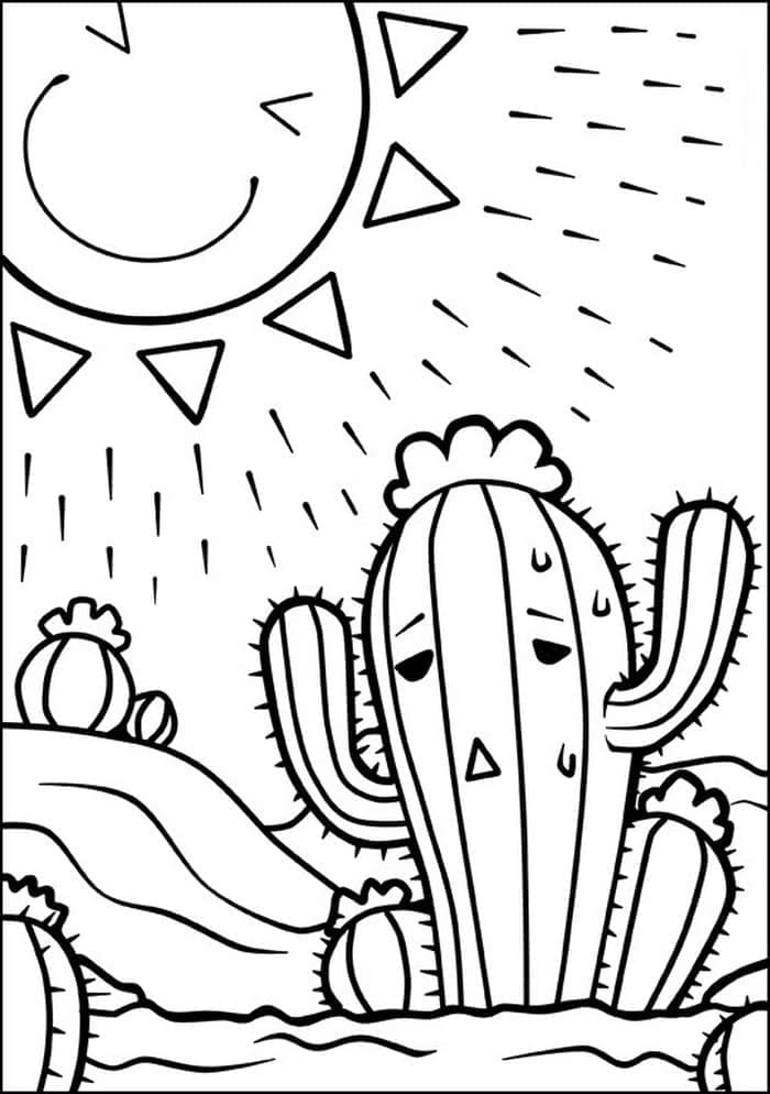 Desenho de Cacto Animado para Colorir