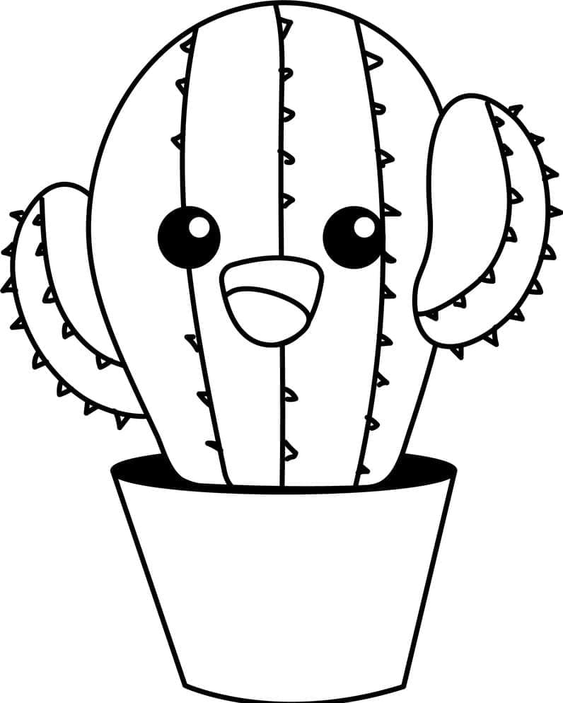 Desenho de Cacto Fofo para Colorir