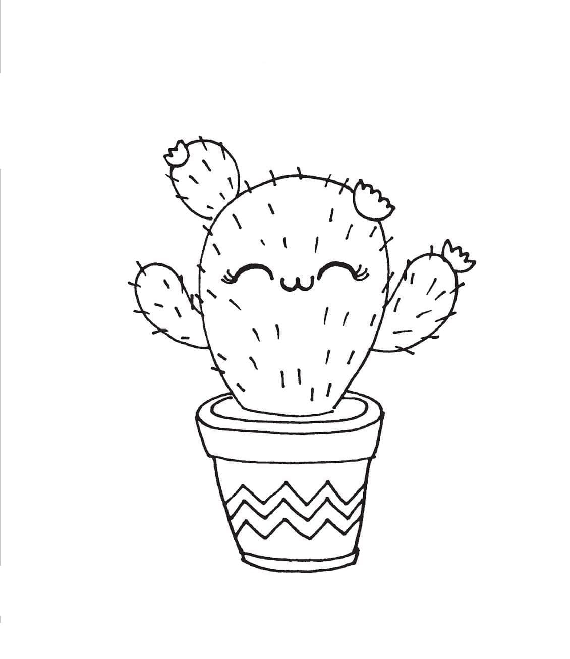Desenho de Cacto Muito Fofo para Colorir