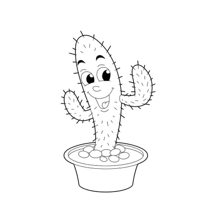 Desenho de Cacto de Desenho Animado para Colorir