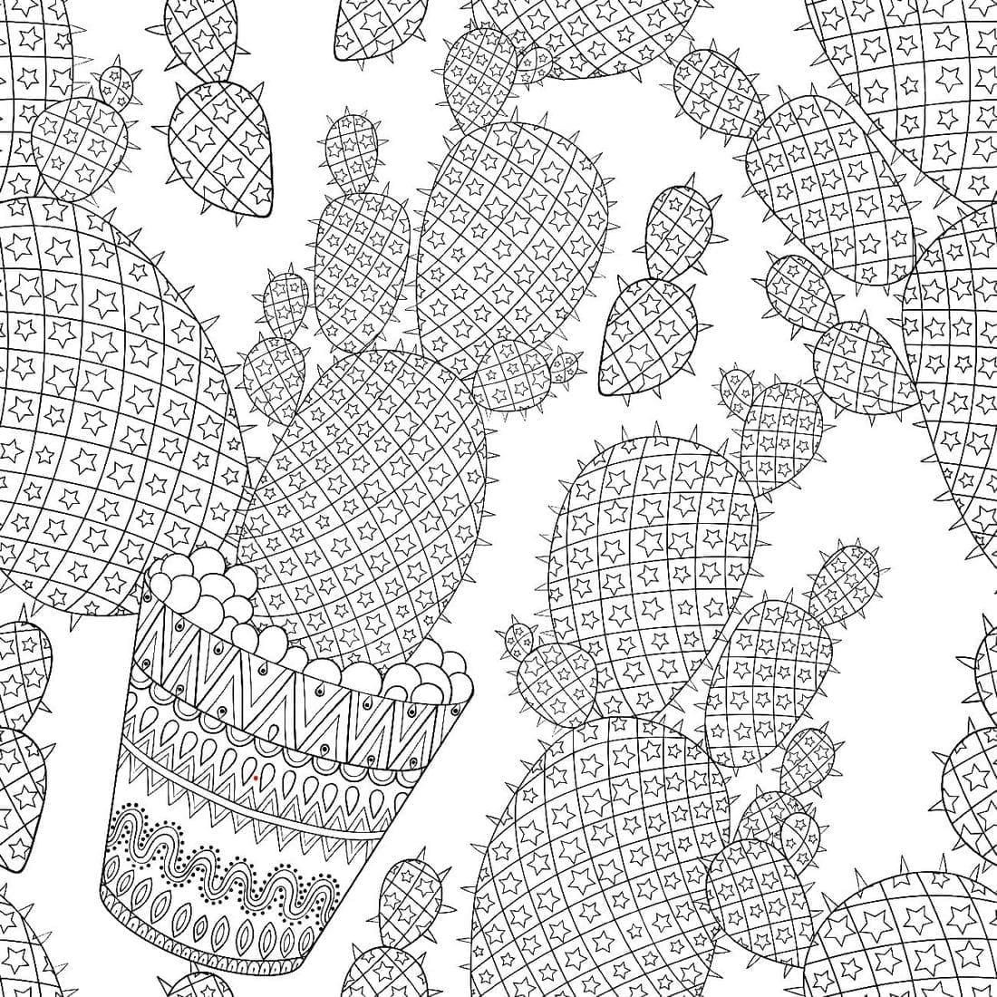 Desenho de Cactos Antiestresse para Colorir