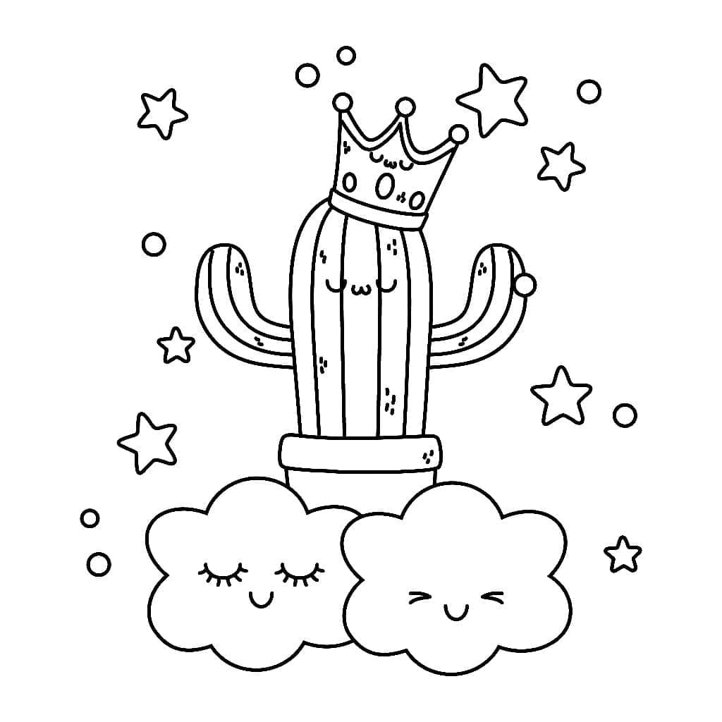 Desenho de Feliz Cacto para Colorir