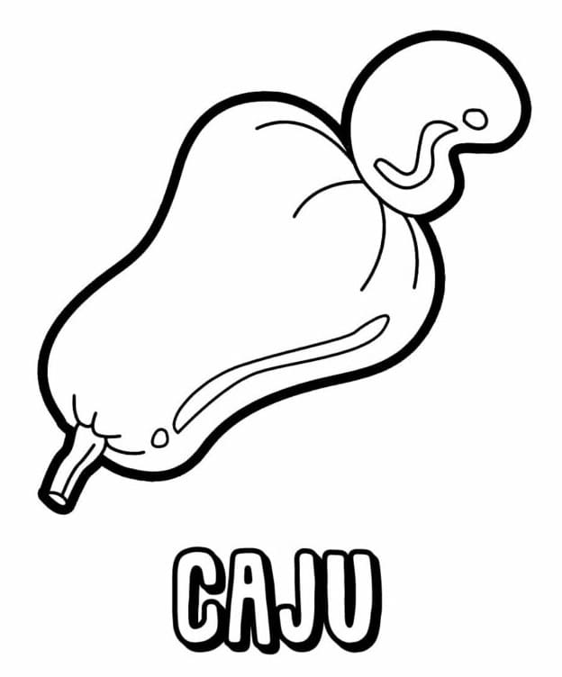 Desenho de Caju para Imprimir e Colorir