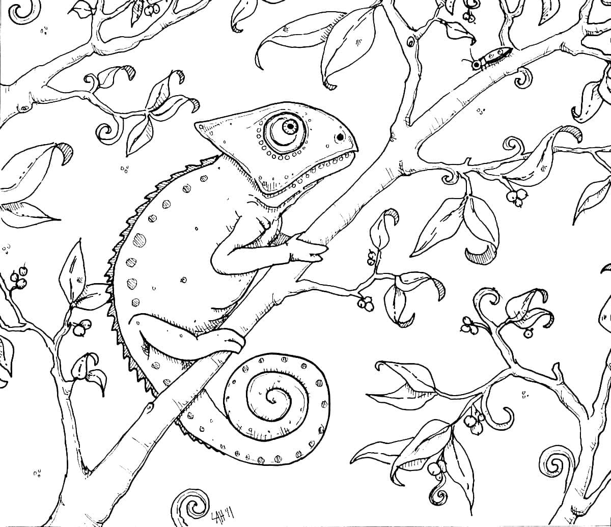Desenho Camaleão Fofinho para Colorir