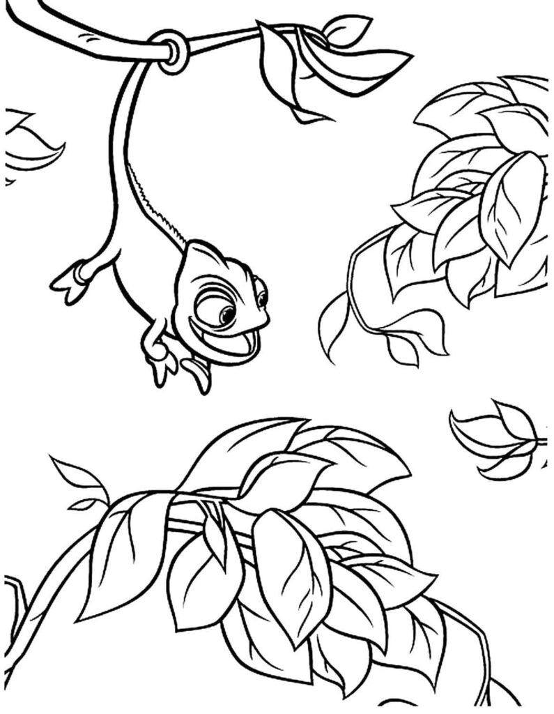 Desenho de Camaleão com Olhos Grandes para Colorir e Imprimir