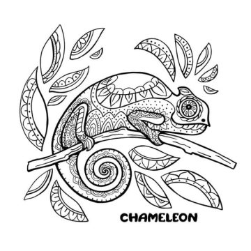 Desenho de camaleão Fofo para Colorir e Imprimir