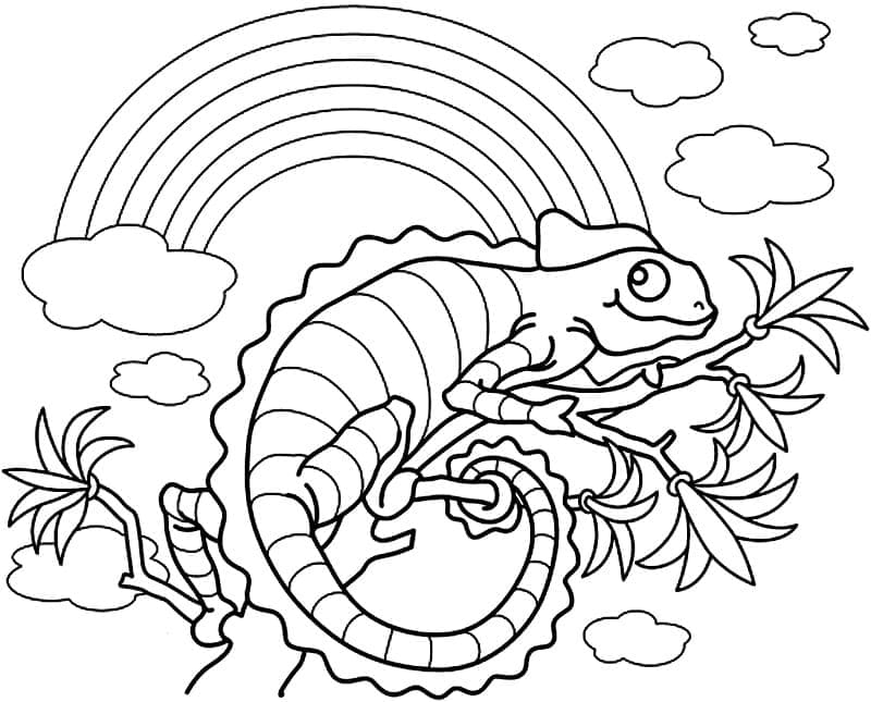 Desenho de Camaleão para Colorir Usando Giz de Cera