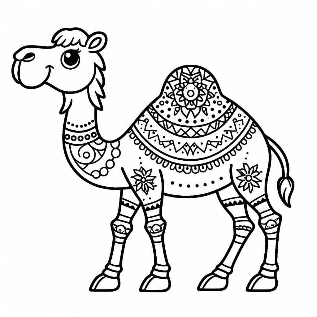 Desenho de Camelo Adorável para Colorir