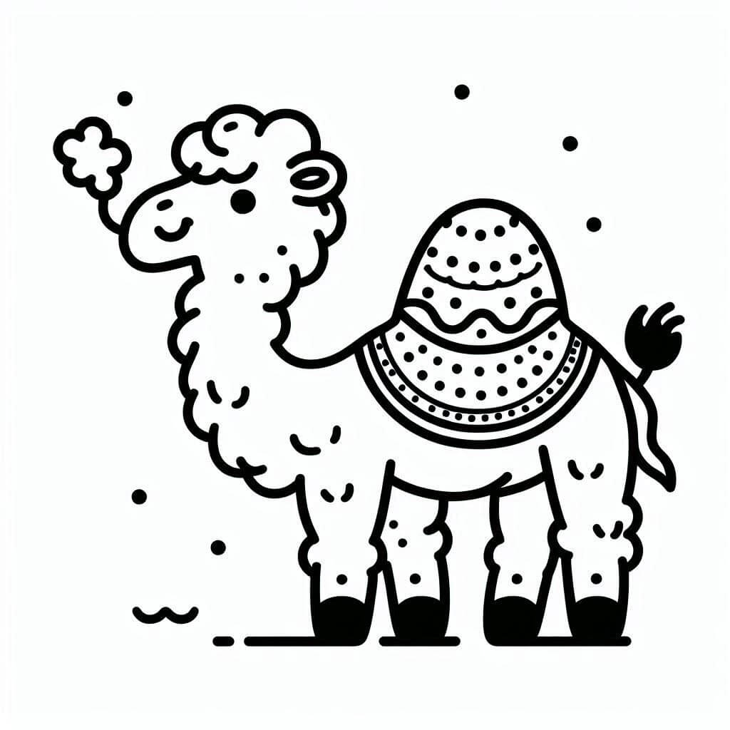 Desenho de Camelo Feliz para Colorir